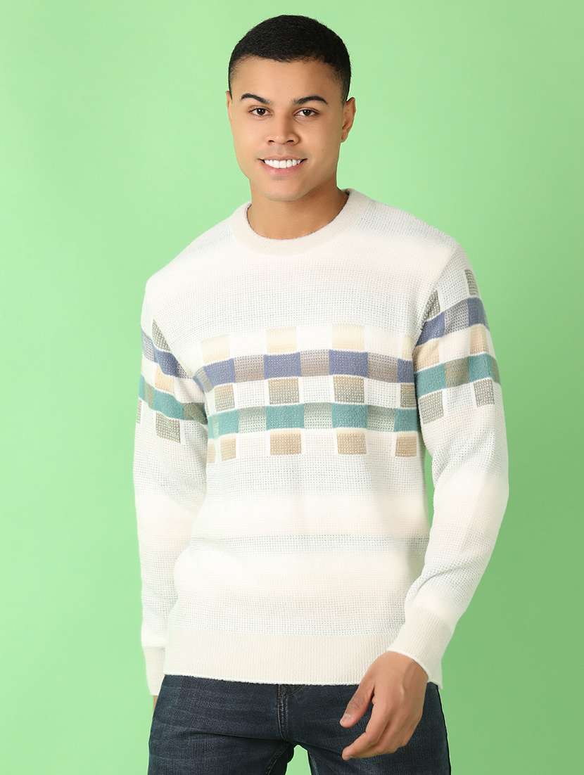 men long sleeves self design pullover