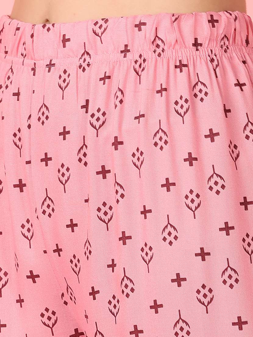 women pink printed straight palazzo - 21528793 -  Standard Image - 5