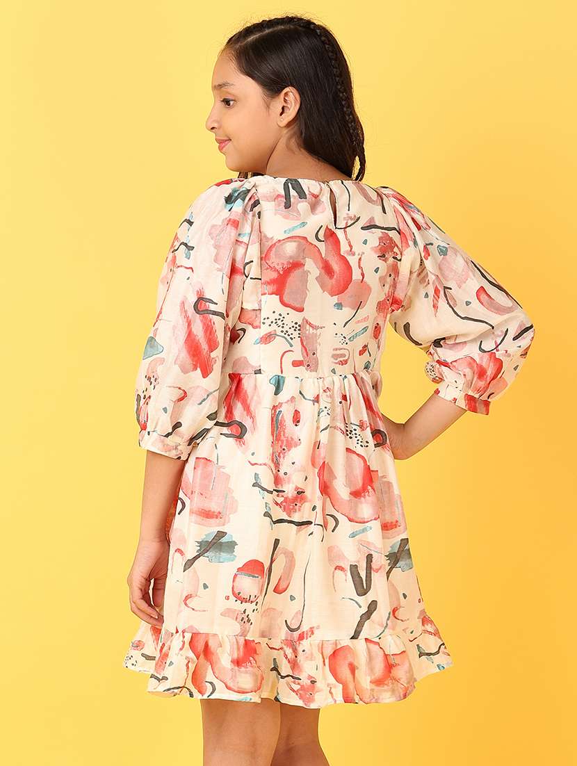 girls off white printed tiered dress - 21528798 -  Standard Image - 3