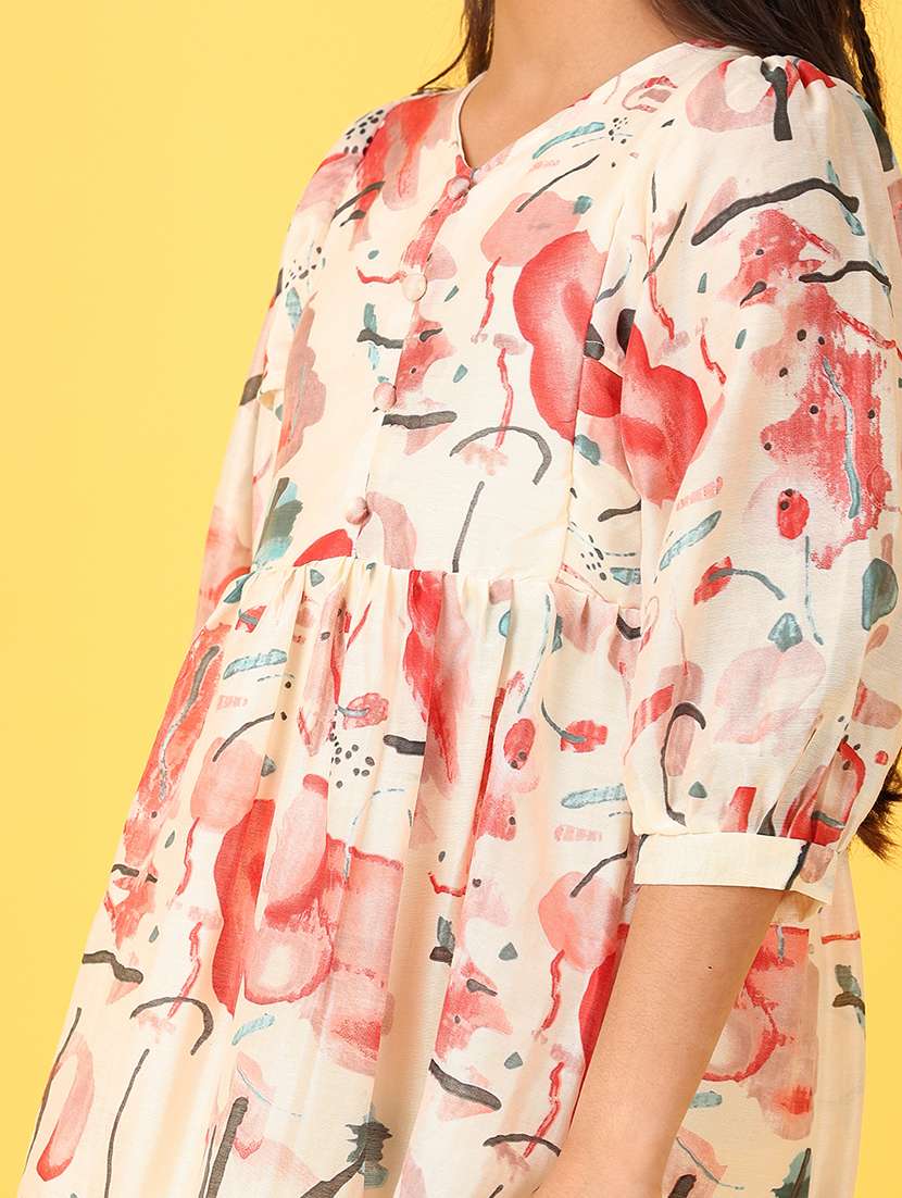 girls off white printed tiered dress - 21528798 -  Standard Image - 5