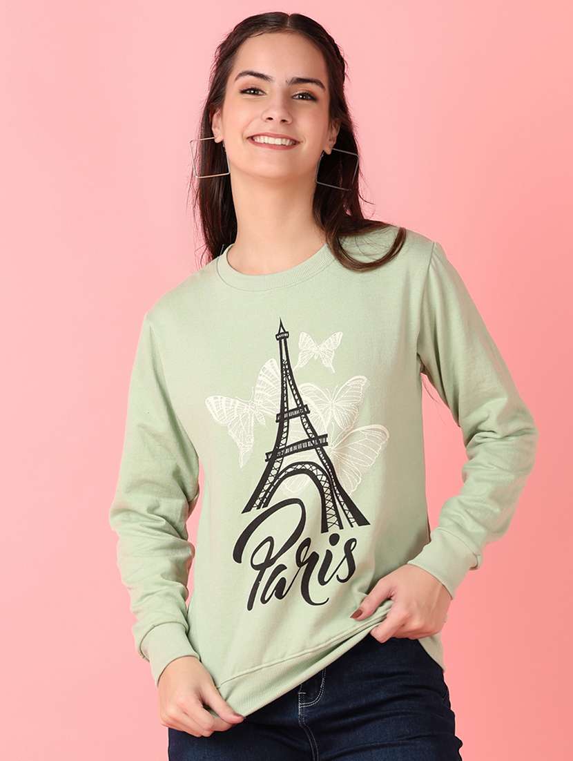 women front print long sleeve sweatshirt