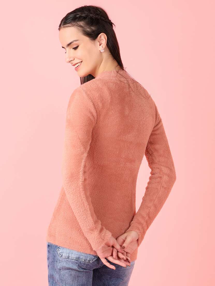 women solid long sleeve pullover - 21528840 -  Standard Image - 3