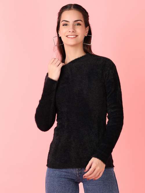 women solid long sleeve pullover - 21528842 -  Standard Image - 0
