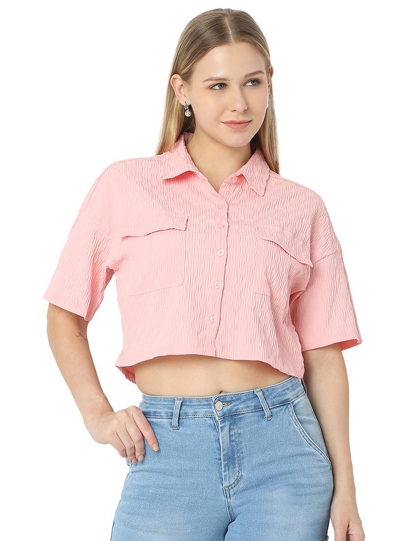 women pink polyester boxy shirt - 21529249 - Zoom Image - 0