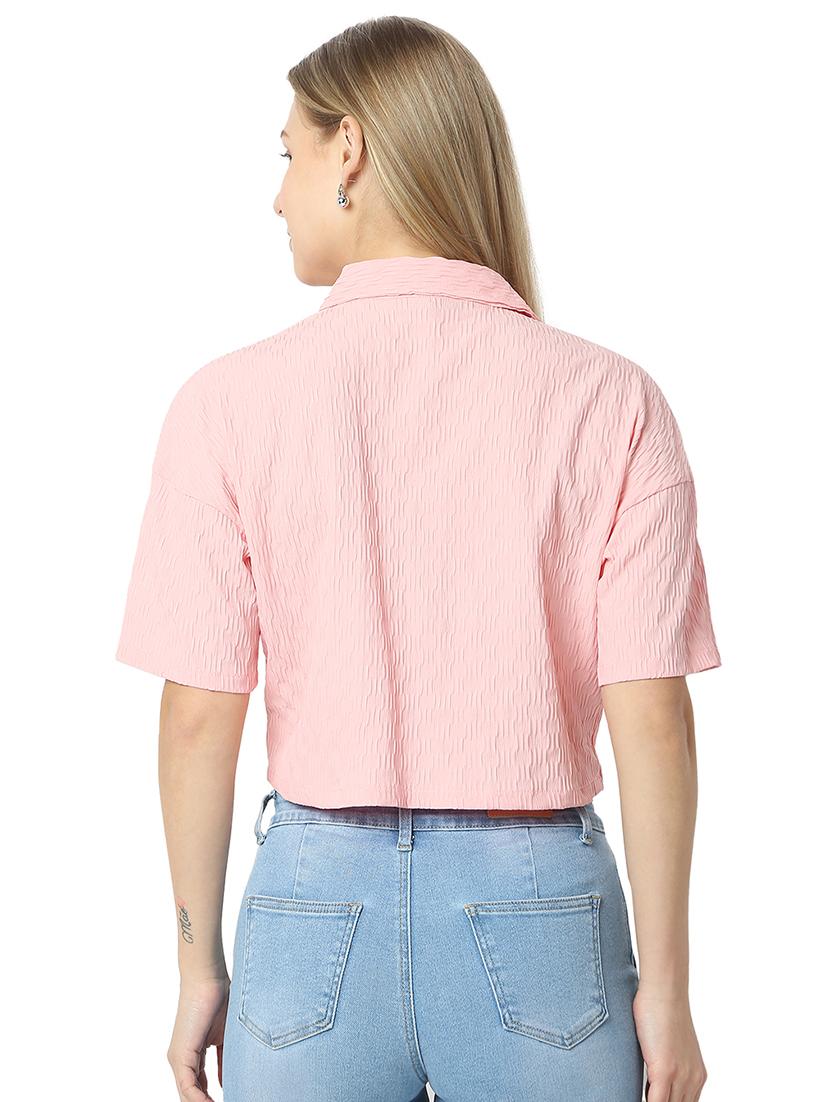 women pink polyester boxy shirt - 21529249 - Standard Image - 3