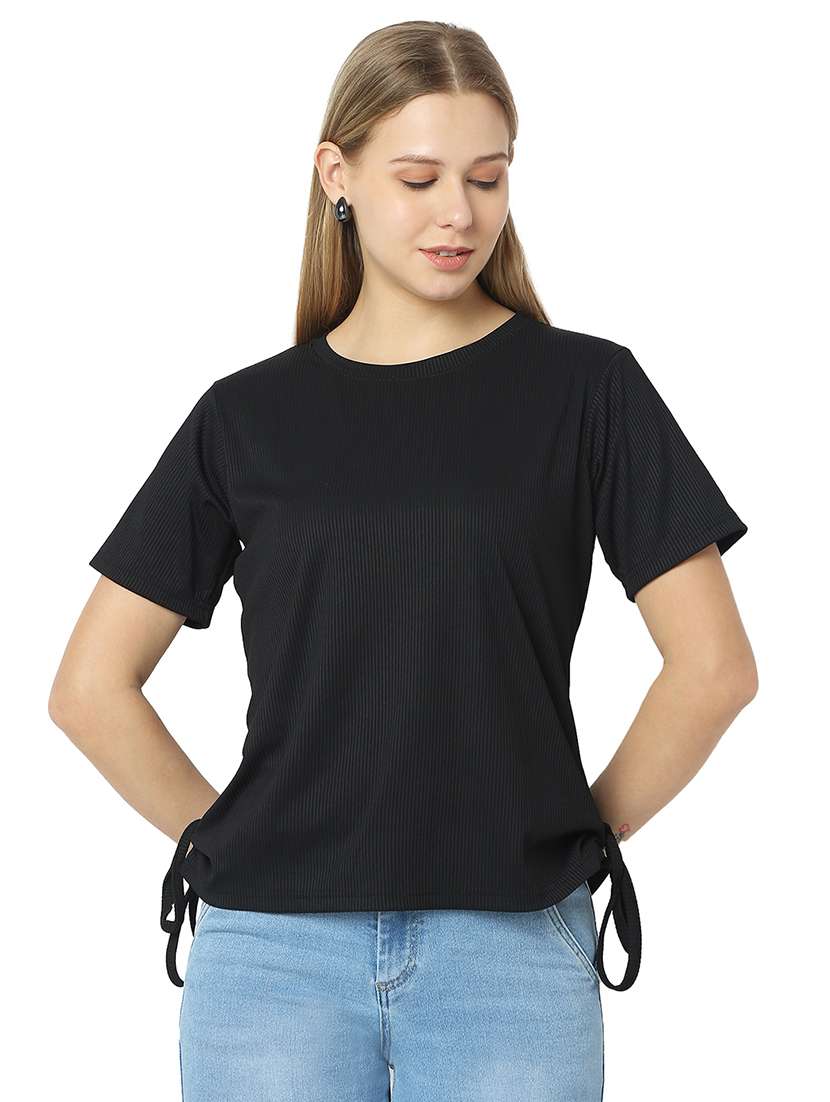 women solids round neck top