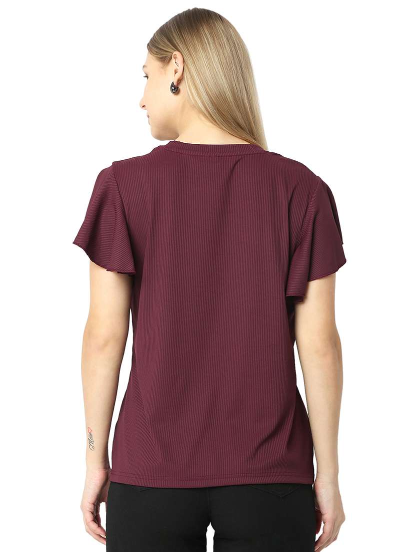 women solids round neck top - 21529257 - Standard Image - 3