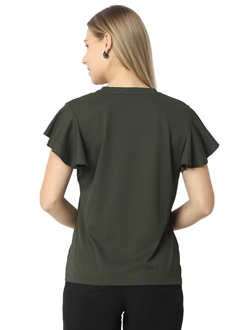 women solids round neck top - 21529259 - Standard Image - 3