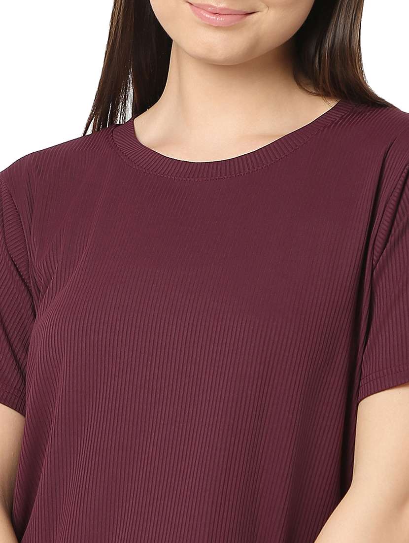 women burgundy cotton pyjama nightwear set - 21529263 - Standard Image - 5