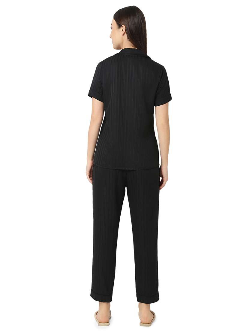 women black satin pyjama nightwear set - 21529266 -  Standard Image - 3