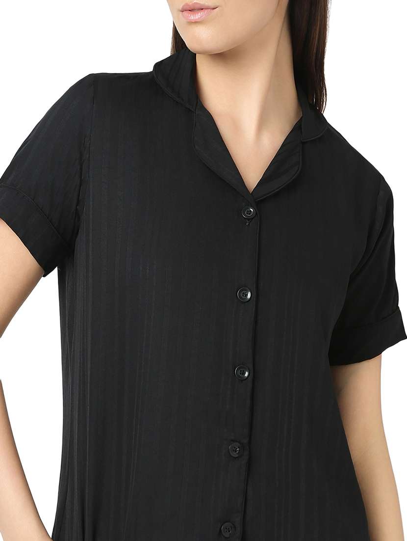 women black satin pyjama nightwear set - 21529266 -  Standard Image - 5