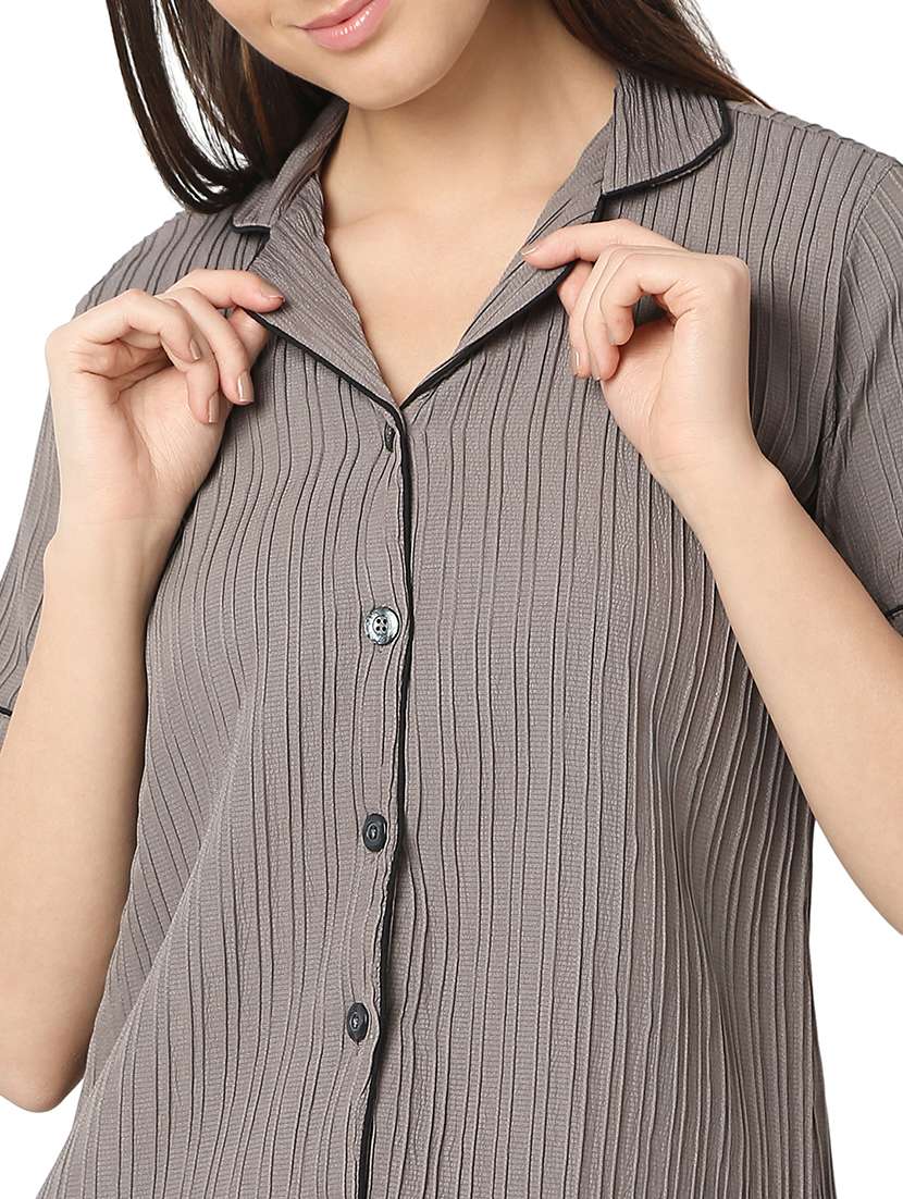 women brown polyester pyjama nightwear set - 21529274 -  Standard Image - 5