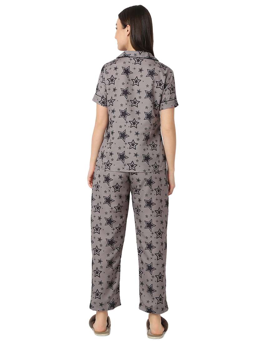 women brown cotton pyjama nightwear set - 21529290 -  Standard Image - 3