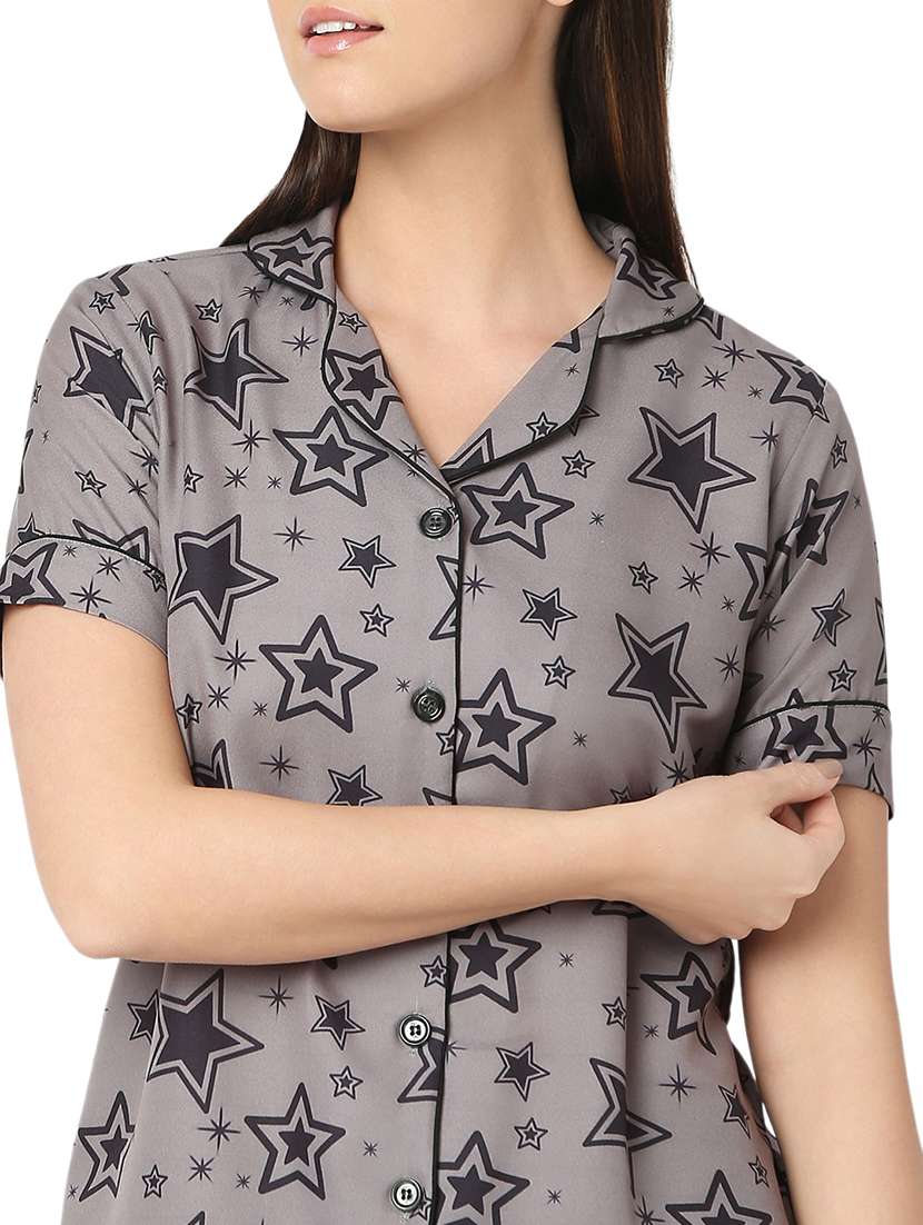 women brown cotton pyjama nightwear set - 21529290 -  Standard Image - 5