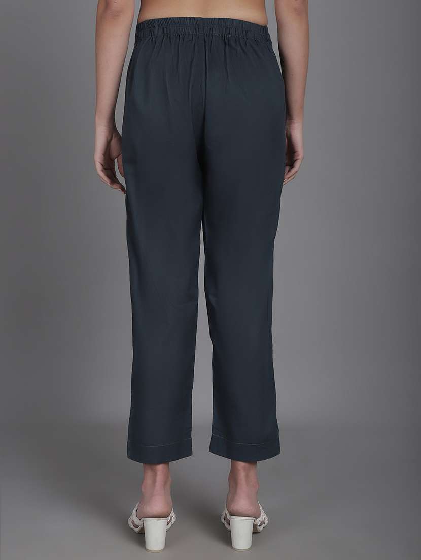 women solids ankle length flat front trouser - 21529328 -  Standard Image - 3