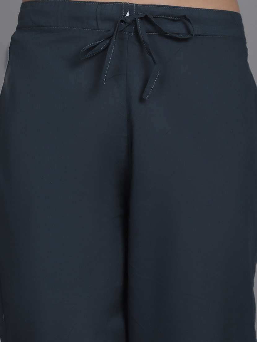 women solids ankle length flat front trouser - 21529328 -  Standard Image - 5