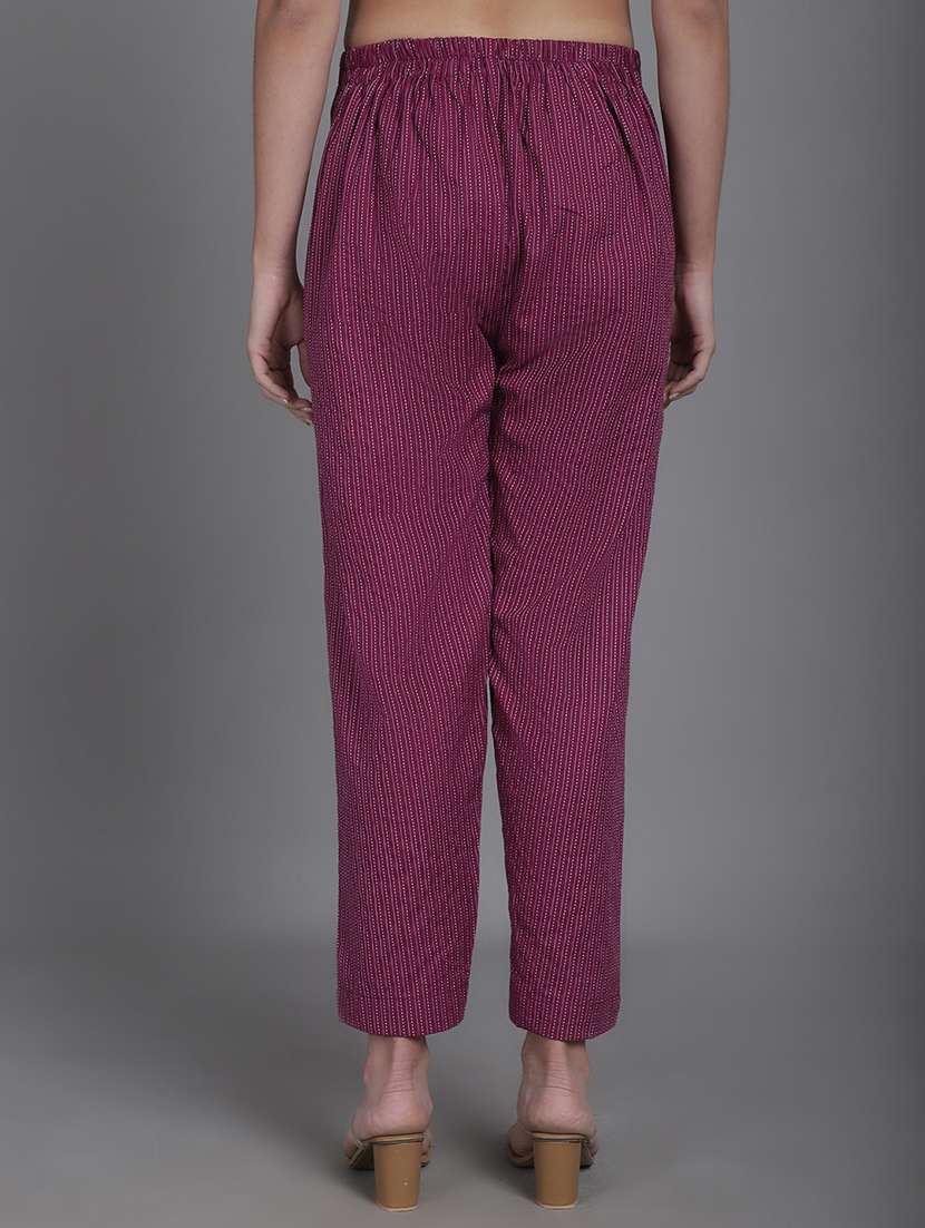 women stripes ankle length flat front trouser - 21529330 -  Standard Image - 3