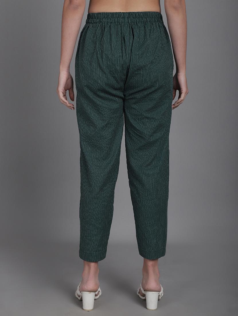 women stripes ankle length flat front trouser - 21529331 - Standard Image - 3