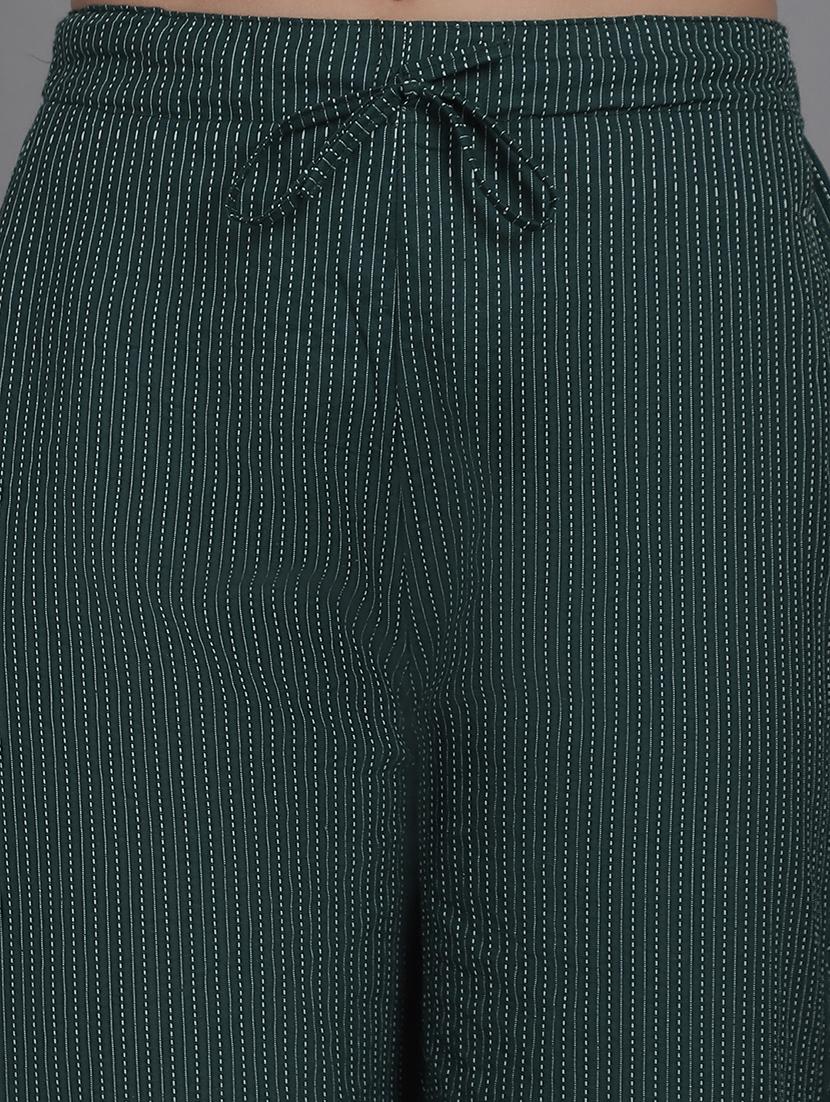 women stripes ankle length flat front trouser - 21529331 - Standard Image - 5