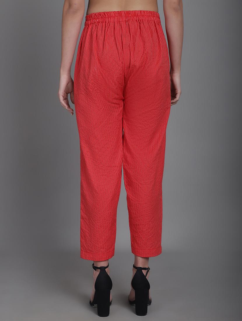 women stripes ankle length flat front trouser - 21529334 - Standard Image - 3