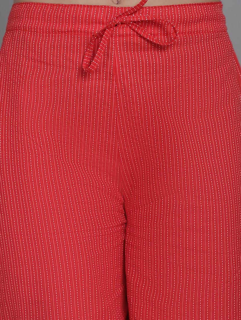 women stripes ankle length flat front trouser - 21529334 - Standard Image - 5