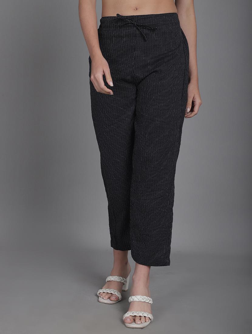 women stripes ankle length flat front trouser - 21529335 - Zoom Image - 0