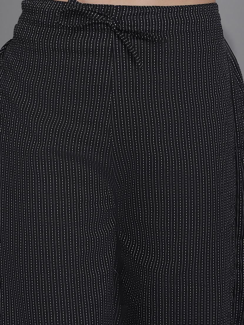 women stripes ankle length flat front trouser - 21529335 - Standard Image - 5