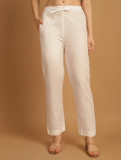 women stripes ankle length flat front trouser - 21529344 -  Standard Image - 0