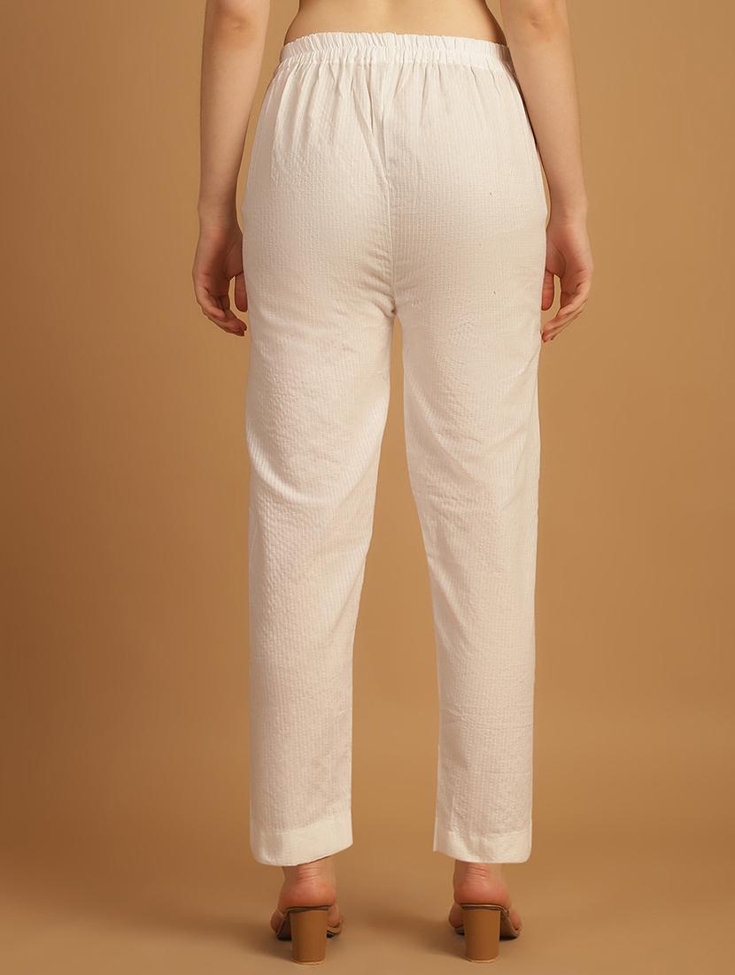 women stripes ankle length flat front trouser - 21529344 - Standard Image - 3