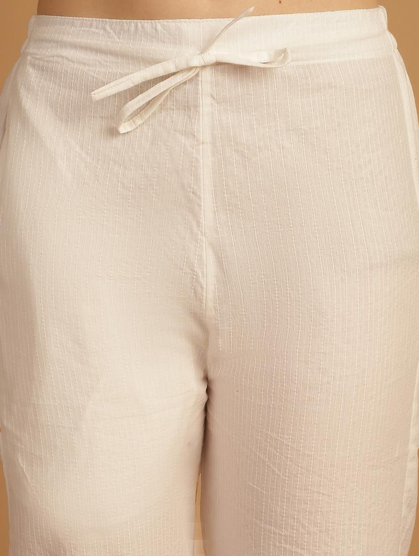women stripes ankle length flat front trouser - 21529344 - Standard Image - 5
