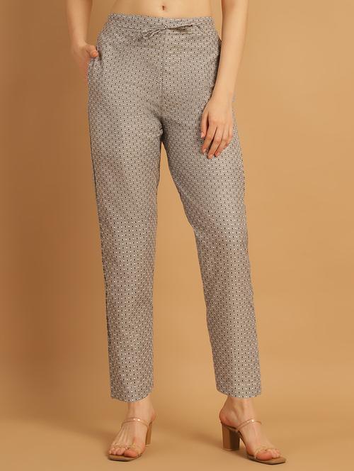 women printed ankle length flat front trouser - 21529347 - Standard Image - 0
