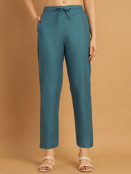 women printed ankle length flat front trouser - 21529365 -  Standard Image - 0