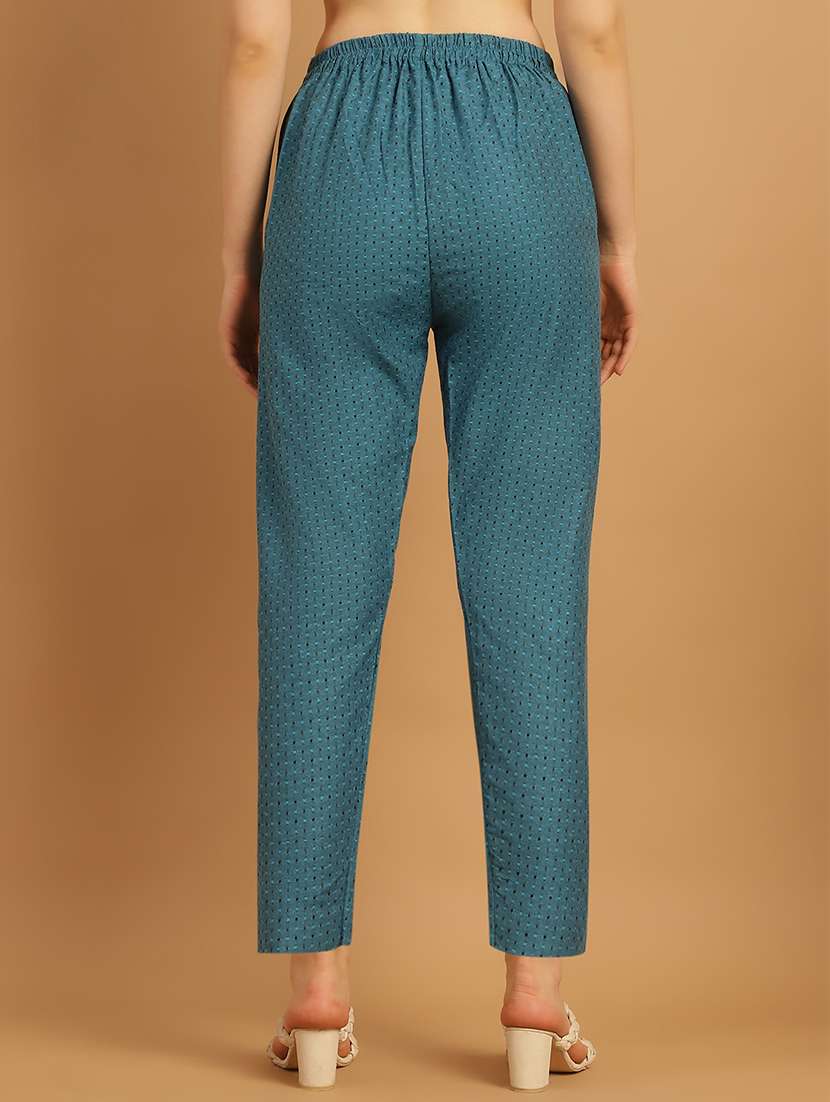women printed ankle length flat front trouser - 21529365 -  Standard Image - 3