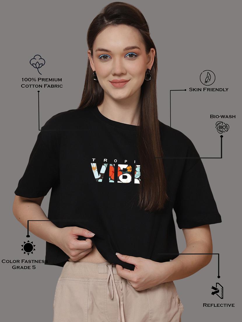 women printed short sleeve crop t-shirt - 21529366 - Standard Image - 3