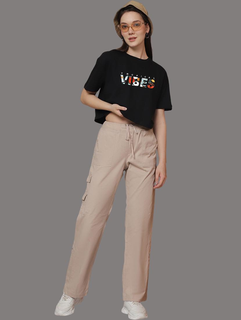 women printed short sleeve crop t-shirt - 21529366 - Standard Image - 5