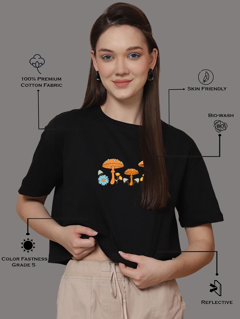 women printed short sleeve crop t-shirt - 21529368 - Standard Image - 3