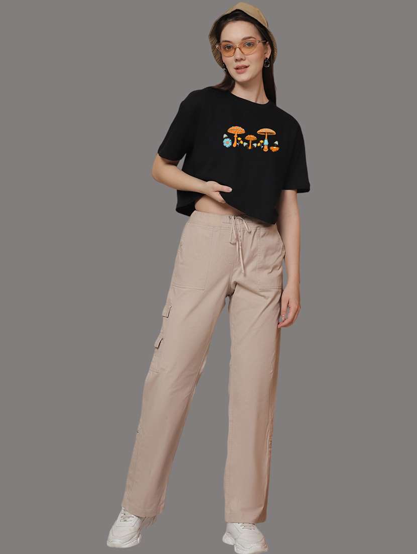 women printed short sleeve crop t-shirt - 21529368 - Standard Image - 5