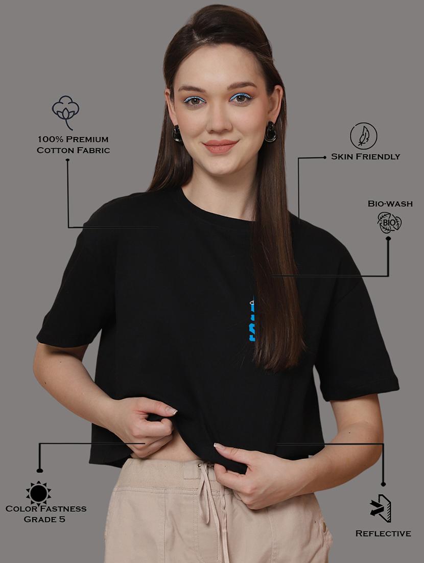 women printed short sleeve crop t-shirt - 21529369 - Standard Image - 3
