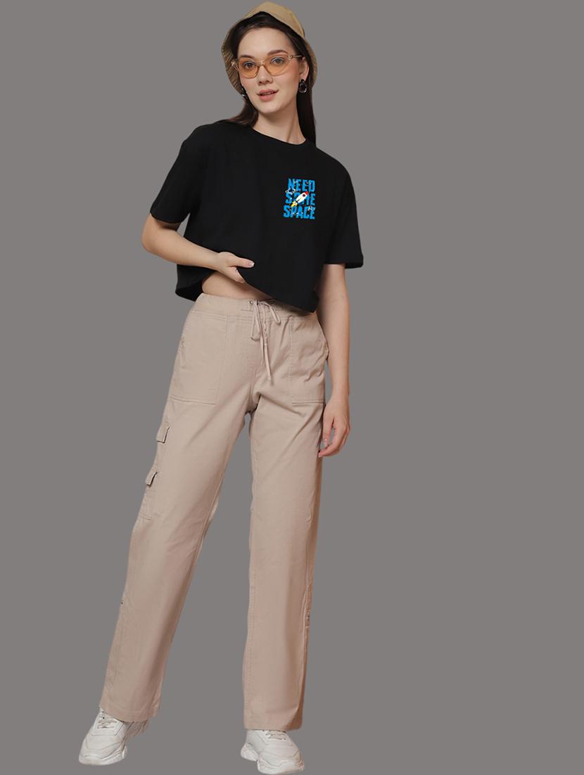 women printed short sleeve crop t-shirt - 21529369 - Standard Image - 5