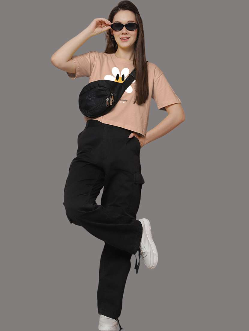 women printed short sleeve crop t-shirt - 21529370 - Standard Image - 5