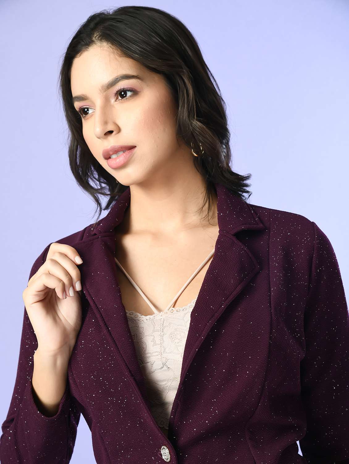 women purple polyester regular shrug - 21529420 - Standard Image - 3