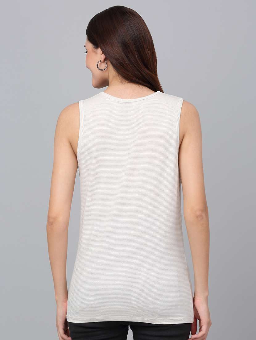 women off white cotton tank t-shirt - 21529448 -  Standard Image - 3