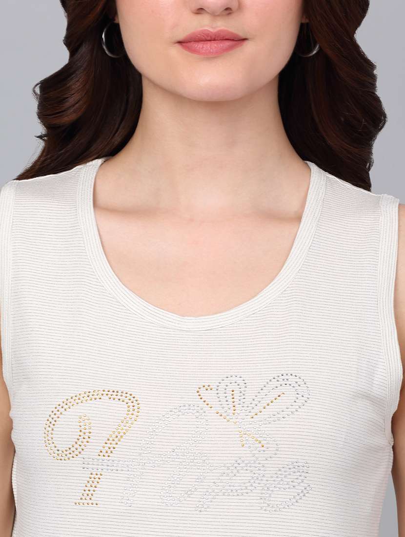 women off white cotton tank t-shirt - 21529448 -  Standard Image - 5