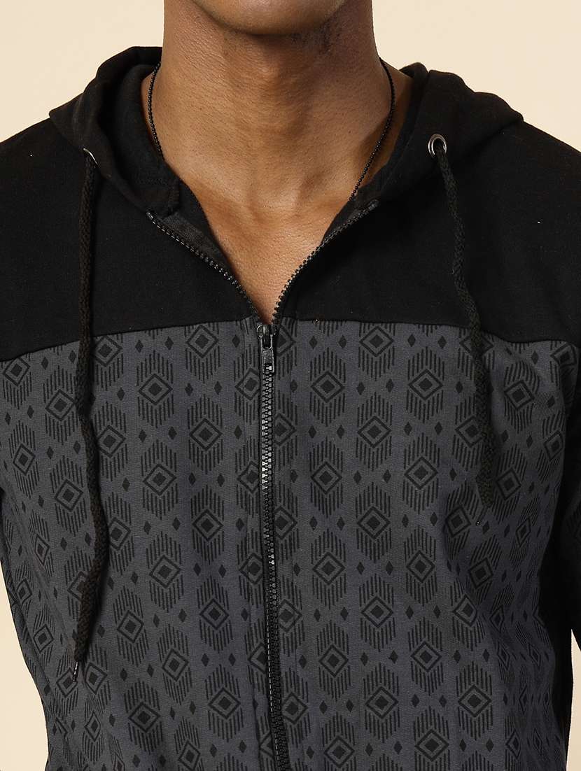 men grey color block sweatshirt - 21529615 -  Standard Image - 5