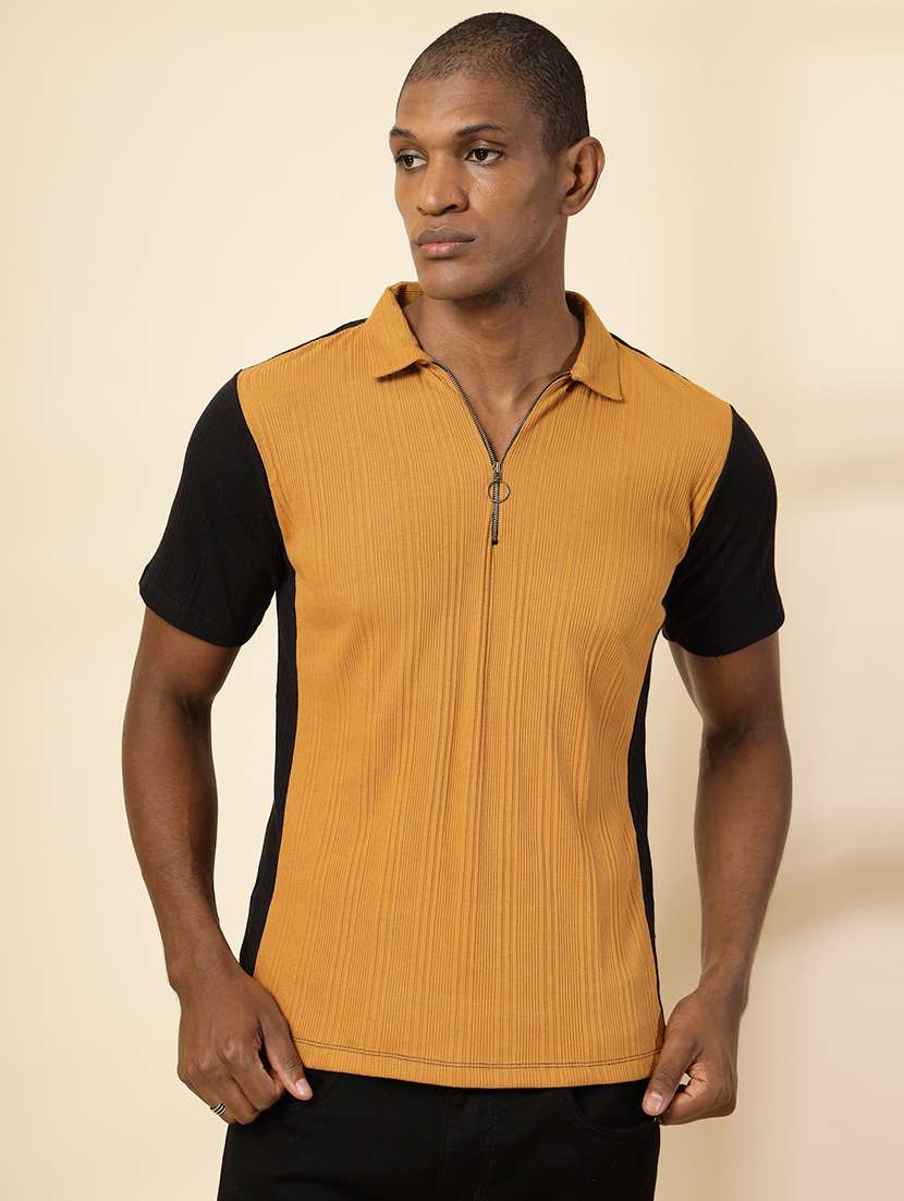 men polo neck color block t-shirt - 21529619 - Zoom Image - 0