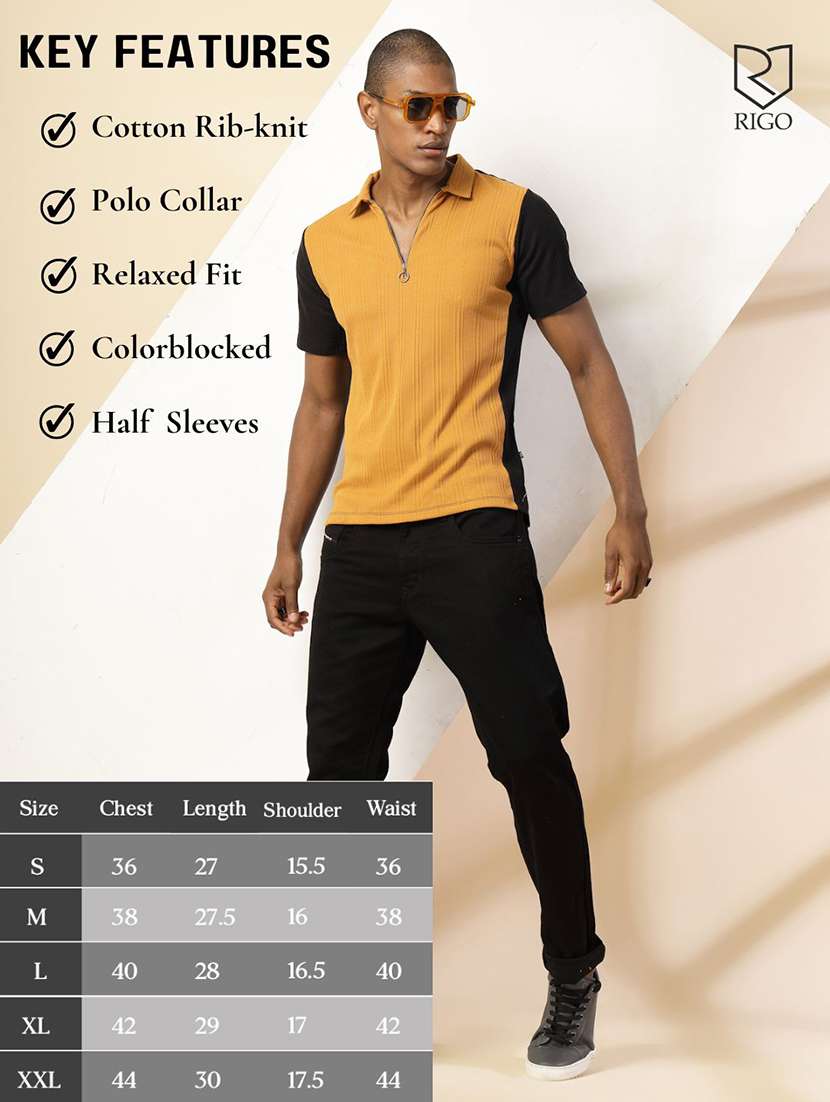 men polo neck color block t-shirt - 21529619 - Standard Image - 3