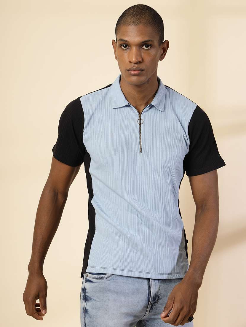 men polo neck color block t-shirt - 21529620 - Zoom Image - 0