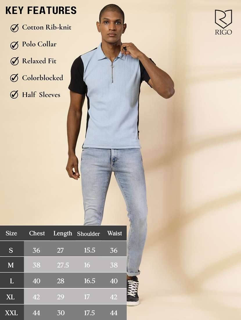 men polo neck color block t-shirt - 21529620 - Standard Image - 3