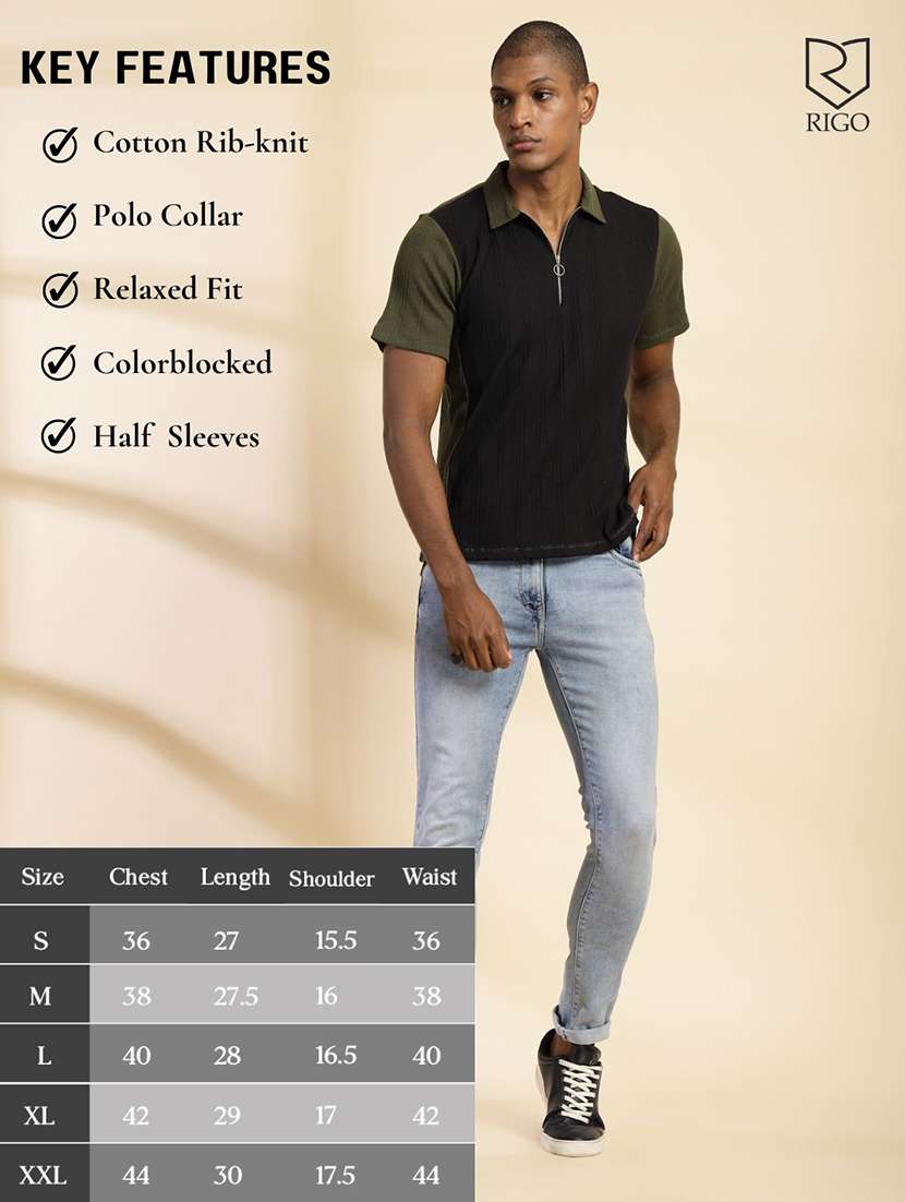men polo neck color block t-shirt - 21529621 -  Standard Image - 3