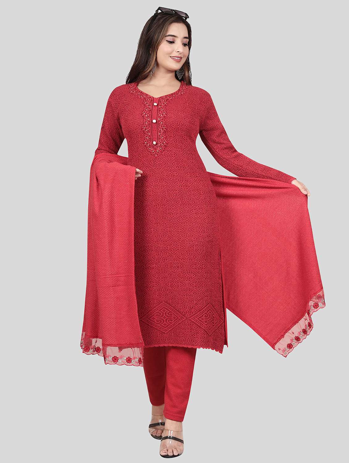 women long sleeve self-designed woolen suit set